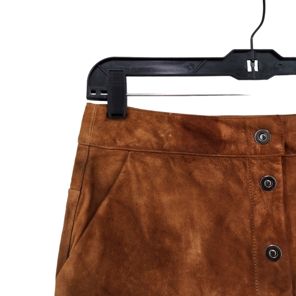 Frame Women's 100% Goat Suede Button Front Mini Skirt - 28 - Picture 2 of 7